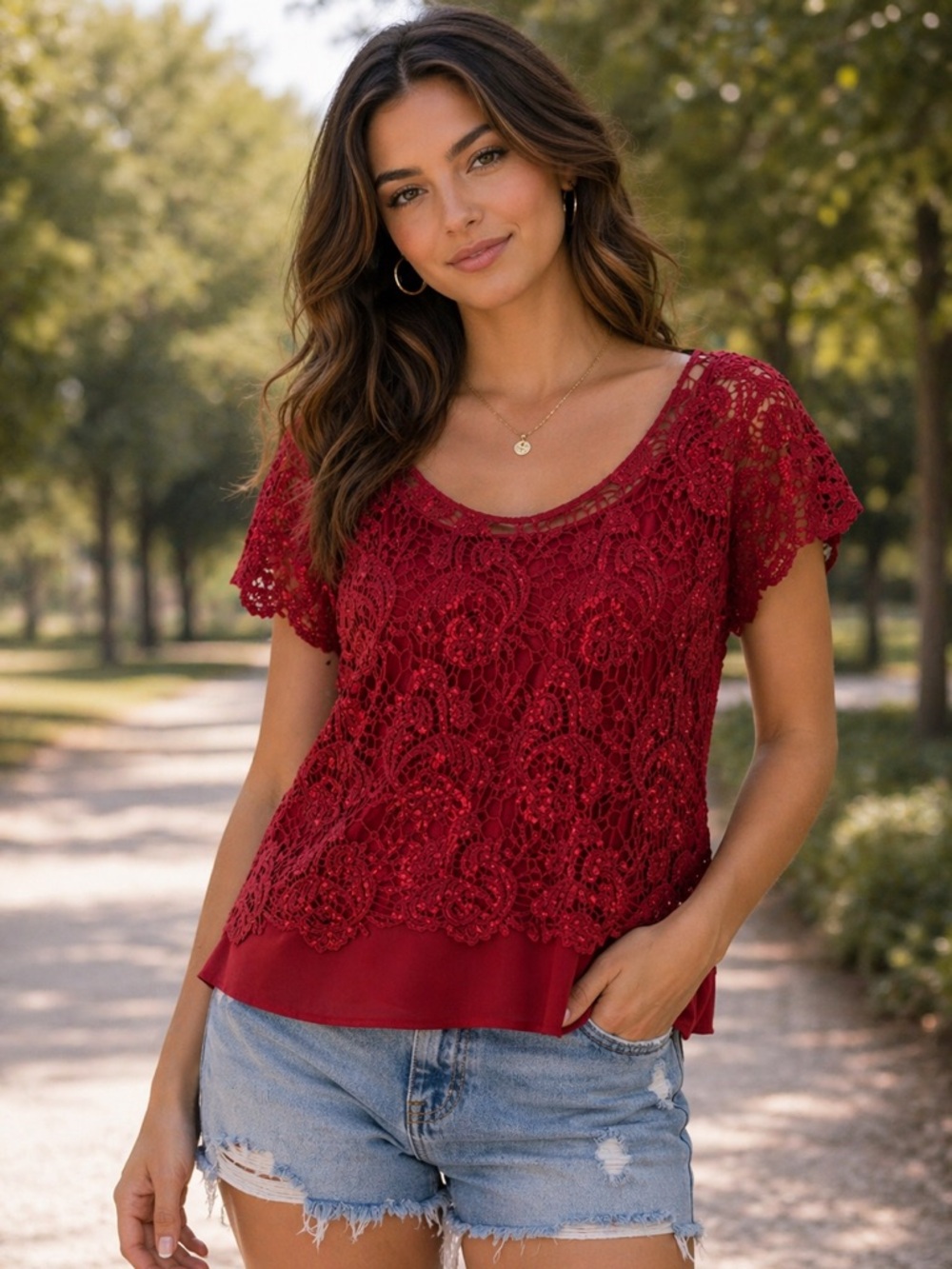 Trendy Lace Top size Small